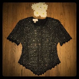 Black, beaded evening top